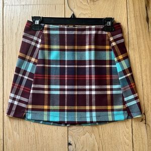 Urban outfitters maroon plaid mini skirt